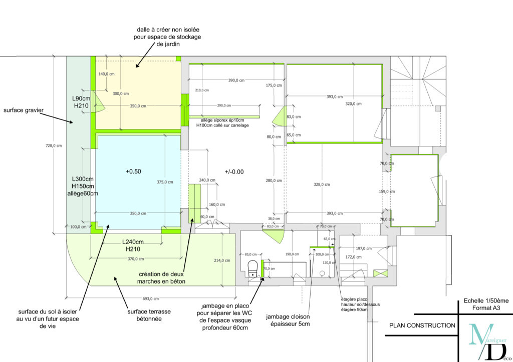 plan maison après extension récupération abri surface habitable architecte intérieur