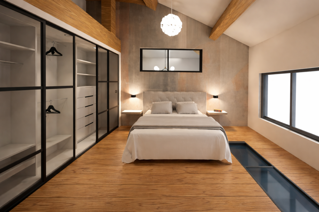 duplex, chambre, 3D réaliste