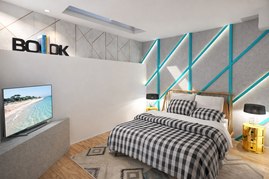 chambre souplex, 3D réaliste, décoration