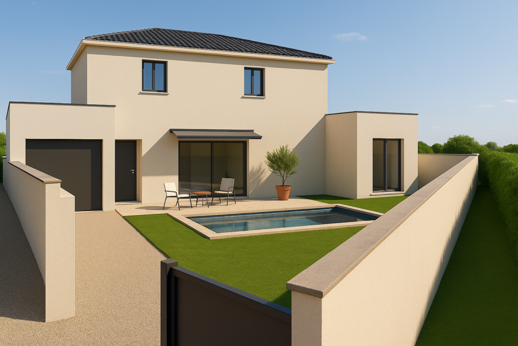 Insertion graphique PCMI6 d’un projet de maison pour permis de construire à Marignane