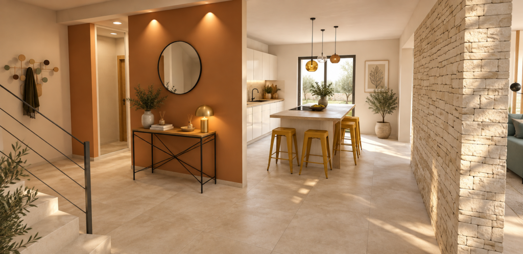 rénovation d'une villa avec entrée aménagée